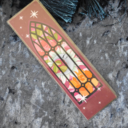 Luna and Flowers Stained Glass Bookmark