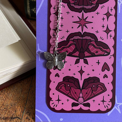 Pink Moth Chain Bookmark