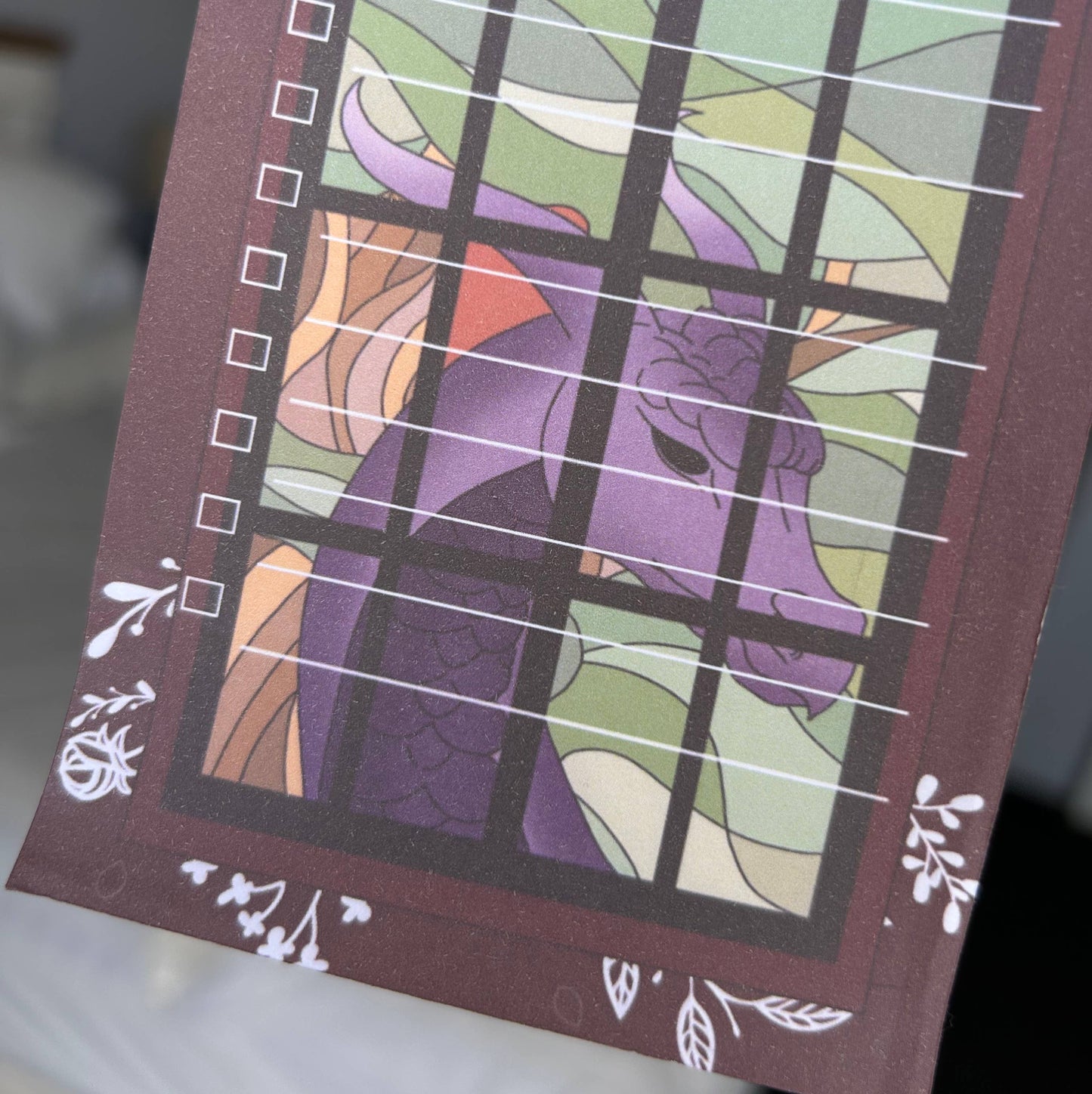 Lined Dragon Stained Glass Notepad 