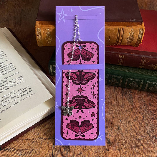 Pink Moth Chain Bookmark
