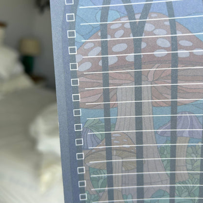 Lined Mushrooms and Butterflies Stained Glass Notepad