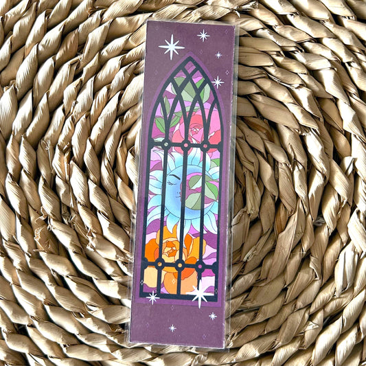 Luna and Flowers Stained Glass Bookmark