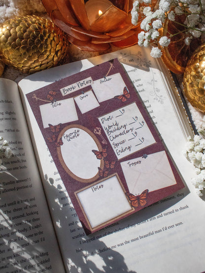 4x6 Book Review Post-it Notepad | Dark Academia