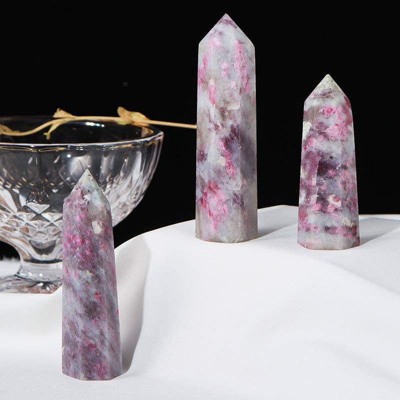 Natural Plum Tourmaline Crystal Obelisk Tower Point