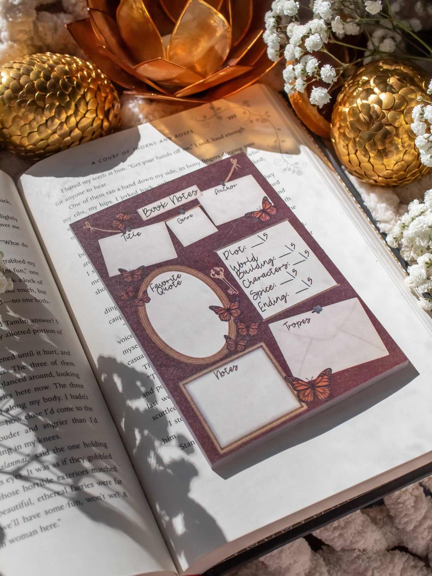 4x6 Book Review Post-it Notepad | Dark Academia